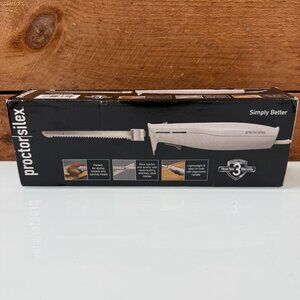 Proctor Silex Electric Carving Knife White Stainless Steel Blades Kitchen